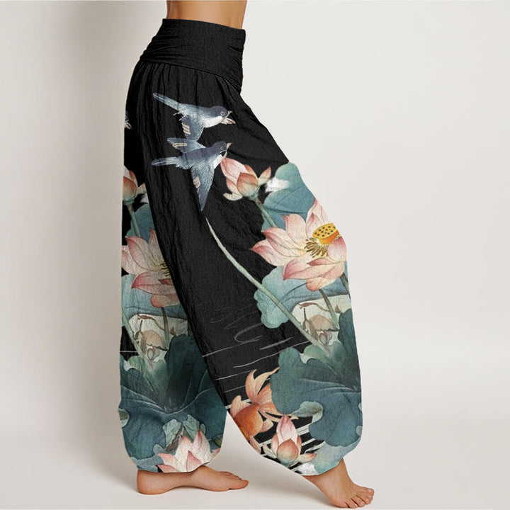 Pantaloni harem da donna con elastico in vita, modello Buddha Stones, casual, estivi, motivo Lotus Pond - image 6