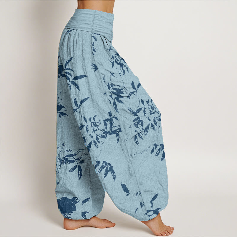 Pantaloni harem da donna con elastico in vita e motivo a rami in puro cotone Buddha Stones - image 7