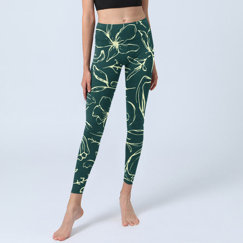 Leggings da palestra con stampa di grandi petali floreali Buddha Stones, pantaloni da yoga da donna - image 6