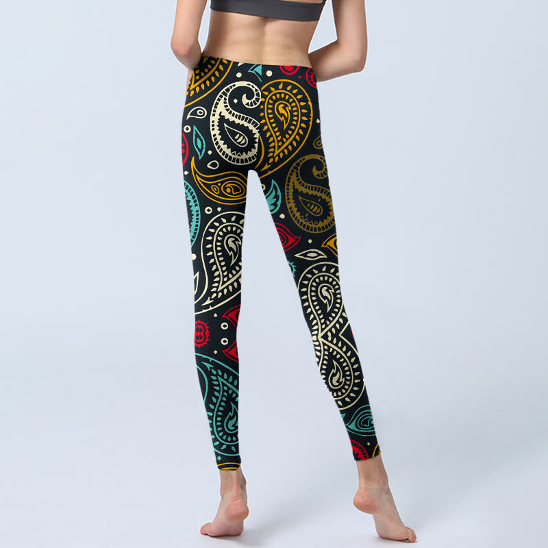 Leggings da palestra con stampa paisley colorata Buddha Stones, pantaloni da yoga da donna - image 6