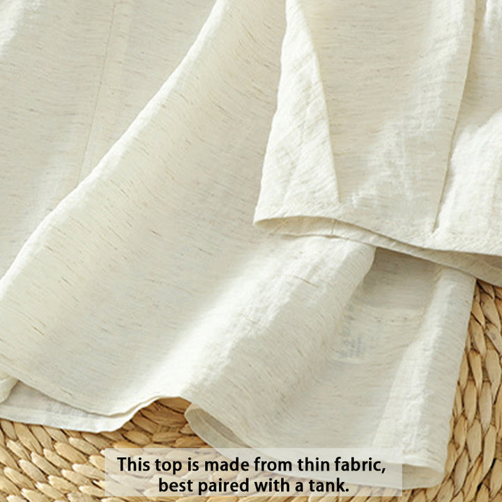 Camicia da donna con maniche a tre quarti e bottoni bianchi a tinta unita Buddha Stones - image 8