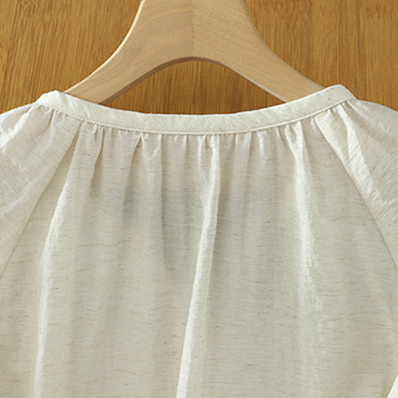 Camicia da donna con maniche a tre quarti e bottoni bianchi a tinta unita Buddha Stones