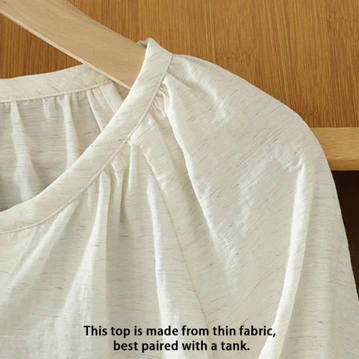 Camicia da donna con maniche a tre quarti e bottoni bianchi a tinta unita Buddha Stones - image 5