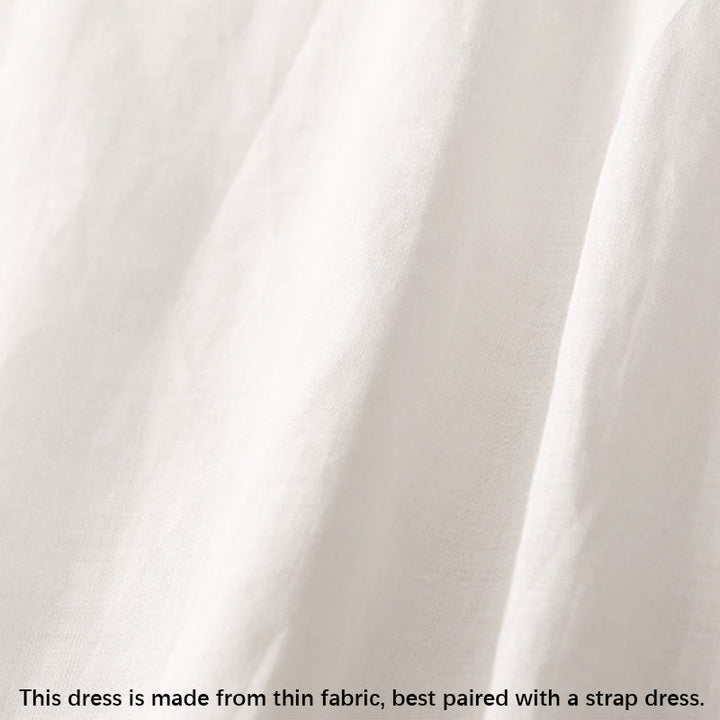 Abito midi da donna in cotone e lino con maniche corte, scollo a V, bottoni a rana , Buddha Stones - image 18