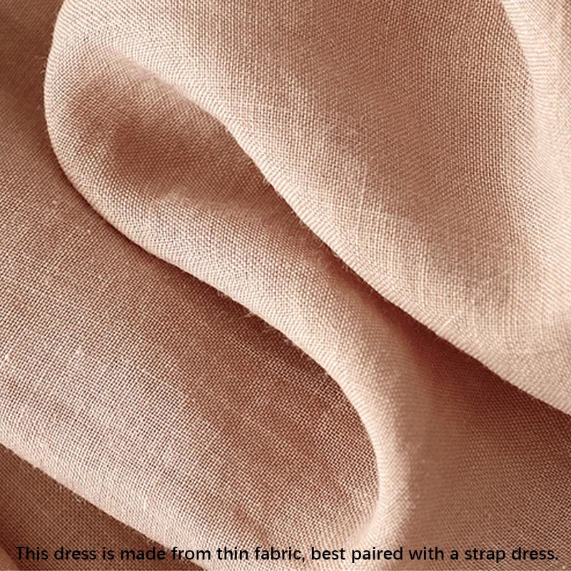 Abito midi da donna in cotone e lino con maniche corte, scollo a V, bottoni a rana , Buddha Stones - image 8