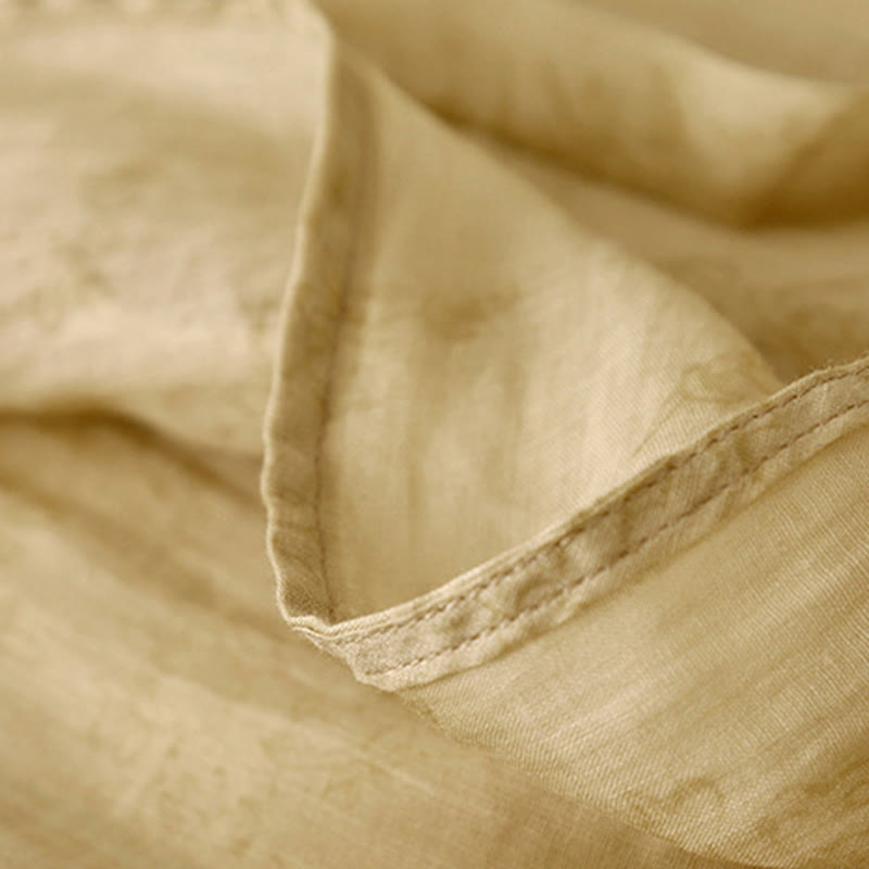 Abito midi da donna in cotone e lino con tasche, maniche corte, scollo a V e lacci, estivo , Buddha Stones - image 8