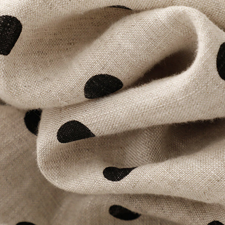 Abito midi da donna in cotone e lino con tasche, a pois estivi, con scollo a V e lacci, Buddha Stones