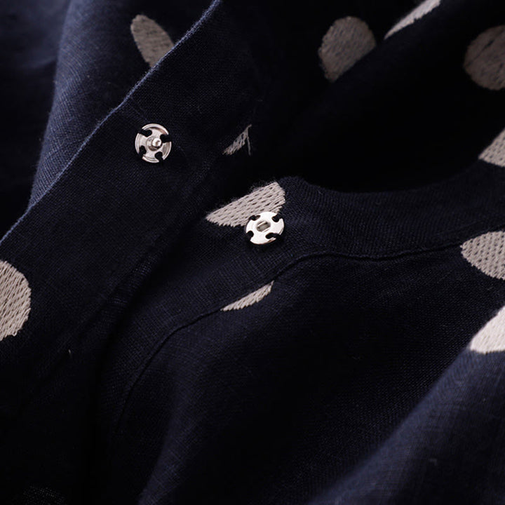 Abito midi da donna in cotone e lino con tasche, scollo a V Buddha Stones - image 4