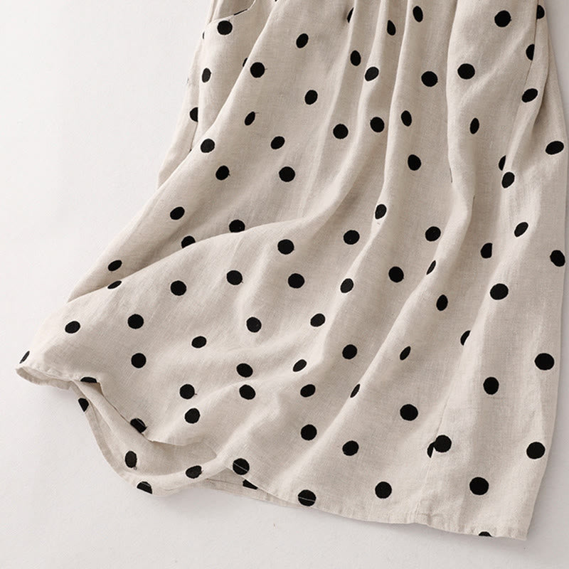 Abito midi da donna in cotone e lino con tasche, scollo a V Buddha Stones
