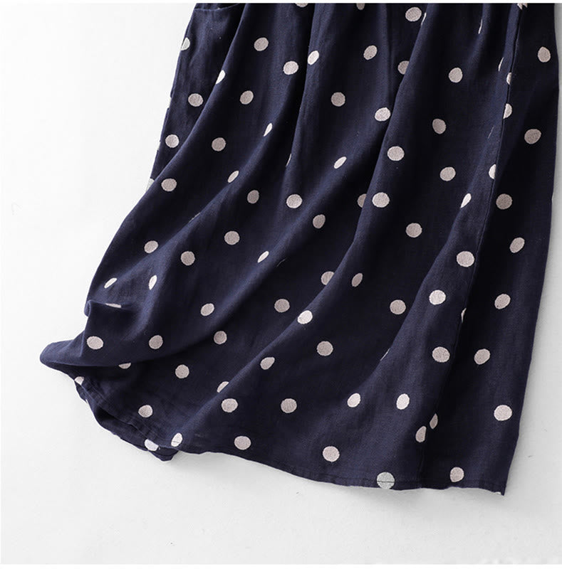 Abito midi da donna in cotone e lino con tasche, scollo a V Buddha Stones