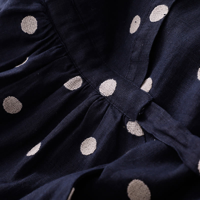 Abito midi da donna in cotone e lino con tasche, scollo a V Buddha Stones