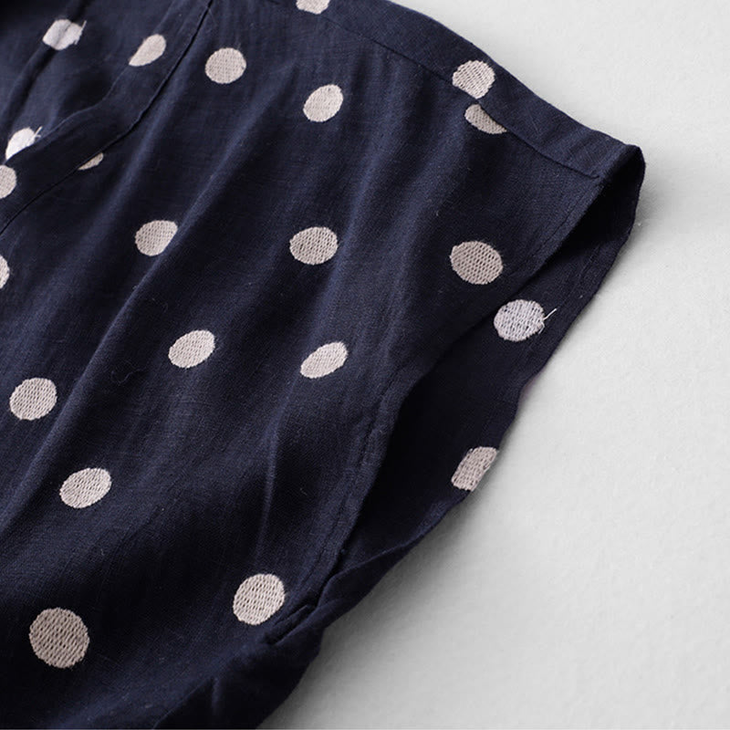 Abito midi da donna in cotone e lino con tasche, scollo a V Buddha Stones