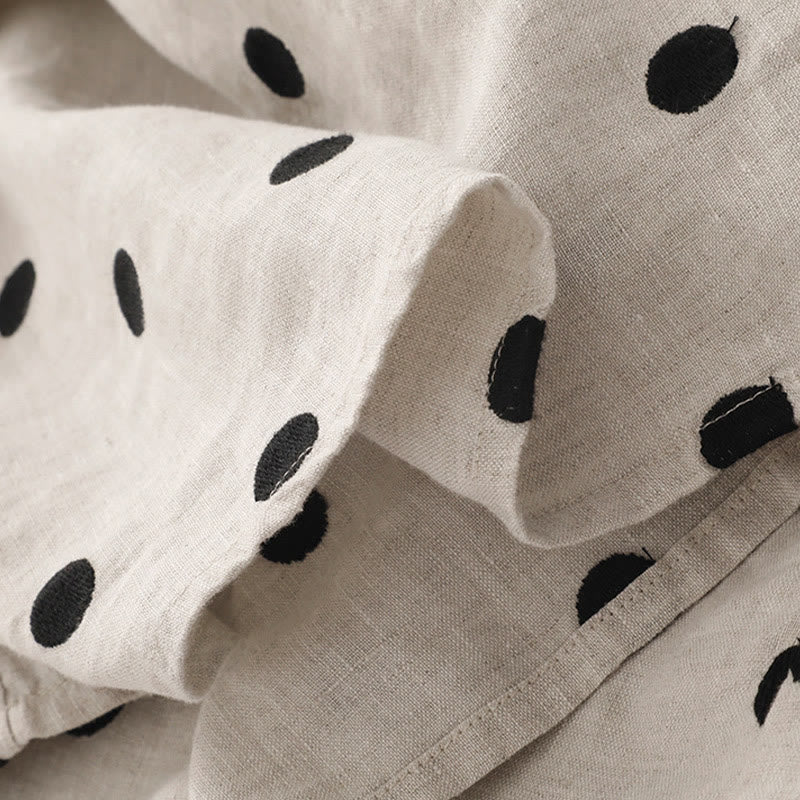 Abito midi da donna con scollo a V, lacci e tasche, con stampa a pois e motivo Buddha Stones. - image 15