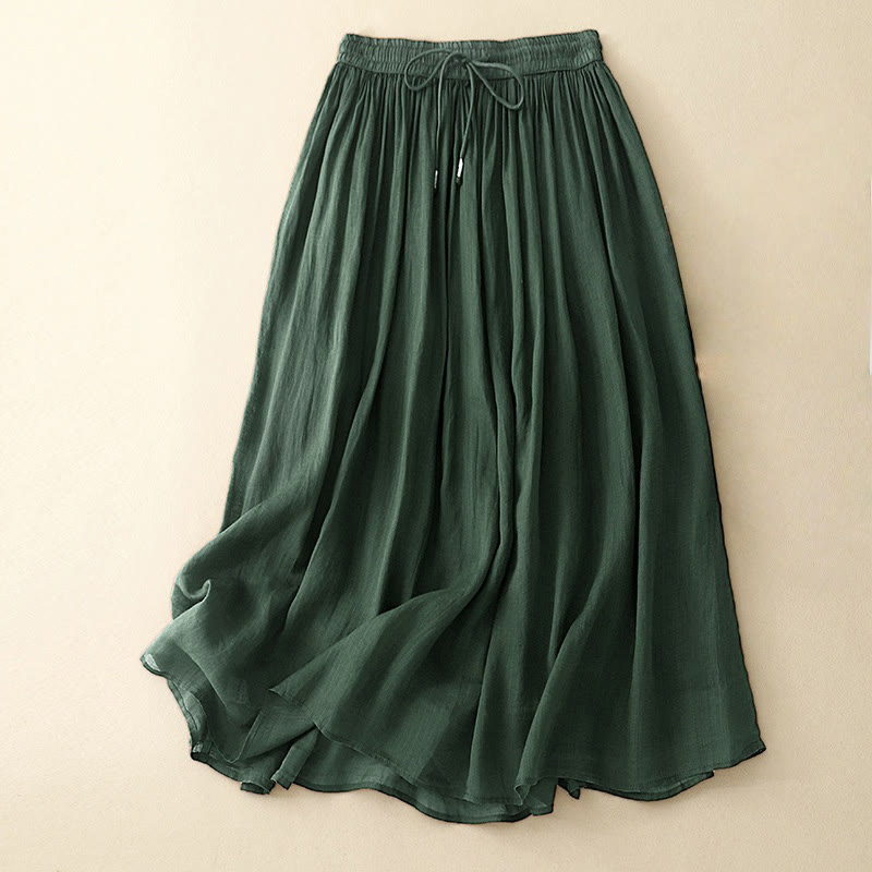 Gonna da donna con coulisse in vita elasticizzata e tinta unita, modello Buddha Stones Summer