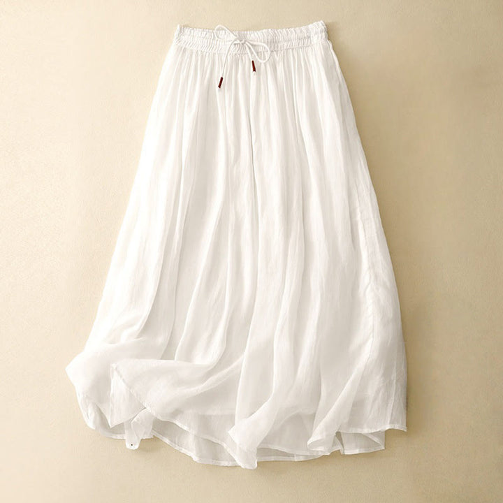 Gonna da donna con coulisse in vita elasticizzata e tinta unita, modello Buddha Stones Summer