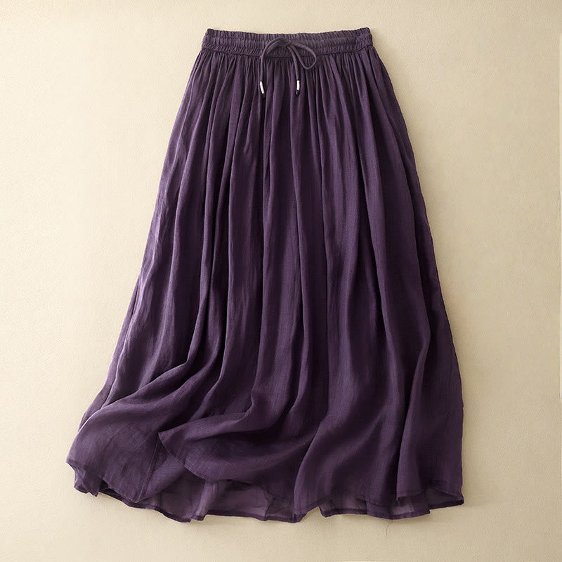 Gonna da donna con coulisse in vita elasticizzata e tinta unita, modello Buddha Stones Summer