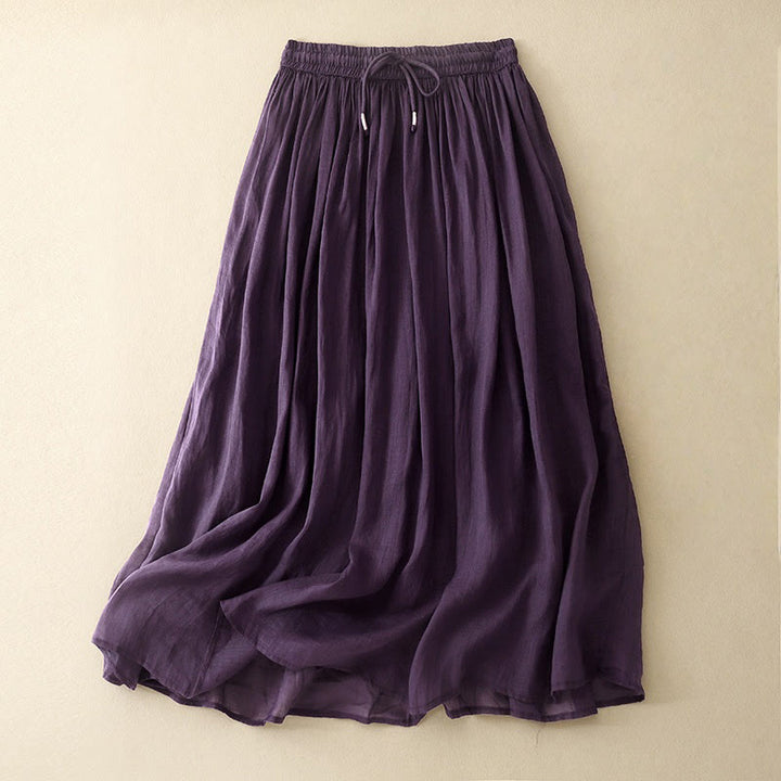 Gonna da donna con coulisse in vita elasticizzata e tinta unita, modello Buddha Stones Summer