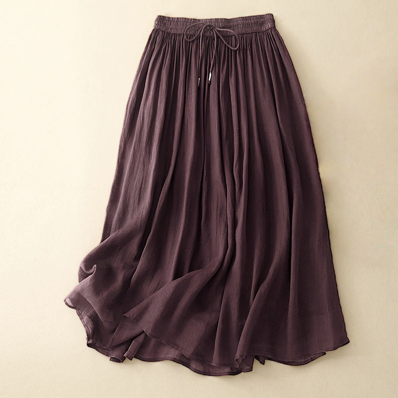 Gonna da donna con coulisse in vita elasticizzata e tinta unita, modello Buddha Stones Summer - Marrone sella - US8-10, UK/AU12-14, EU40-42 (2XL) - image 16
