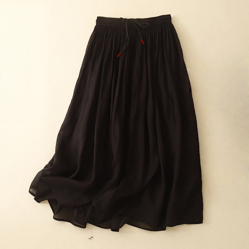 Gonna da donna estiva tinta unita con coulisse e elastico in vita, con stampa Buddha Stones. - Nero - US8-10, UK/AU12-14, EU40-42 (2XL) - image 12