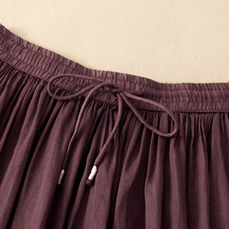 Gonna da donna estiva tinta unita con coulisse e elastico in vita, con stampa Buddha Stones. - image 17