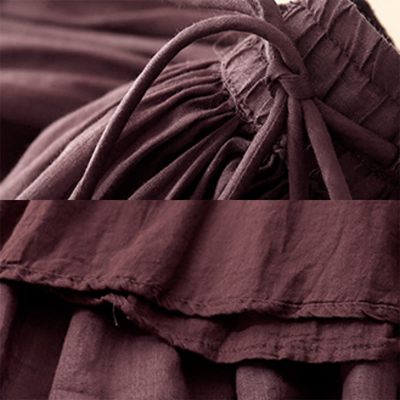 Gonna da donna con coulisse in vita elasticizzata e tinta unita, modello Buddha Stones Summer