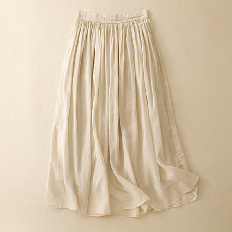 Gonna da donna con coulisse in vita elasticizzata e tinta unita, modello Buddha Stones Summer
