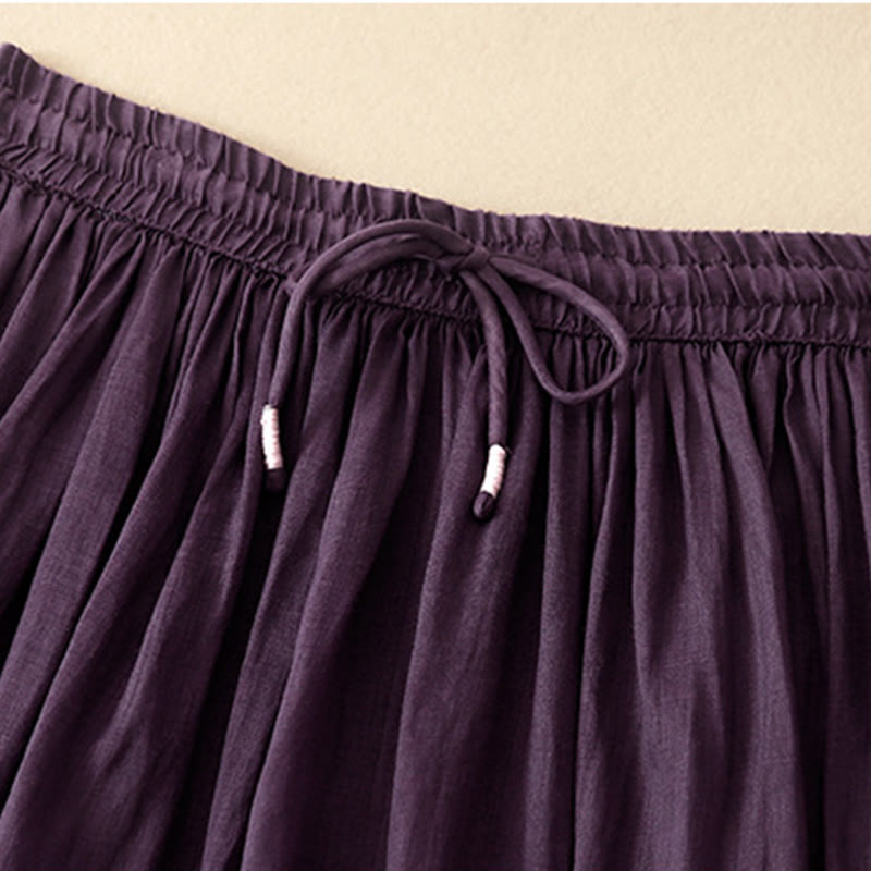 Gonna da donna con coulisse in vita elasticizzata e tinta unita, modello Buddha Stones Summer