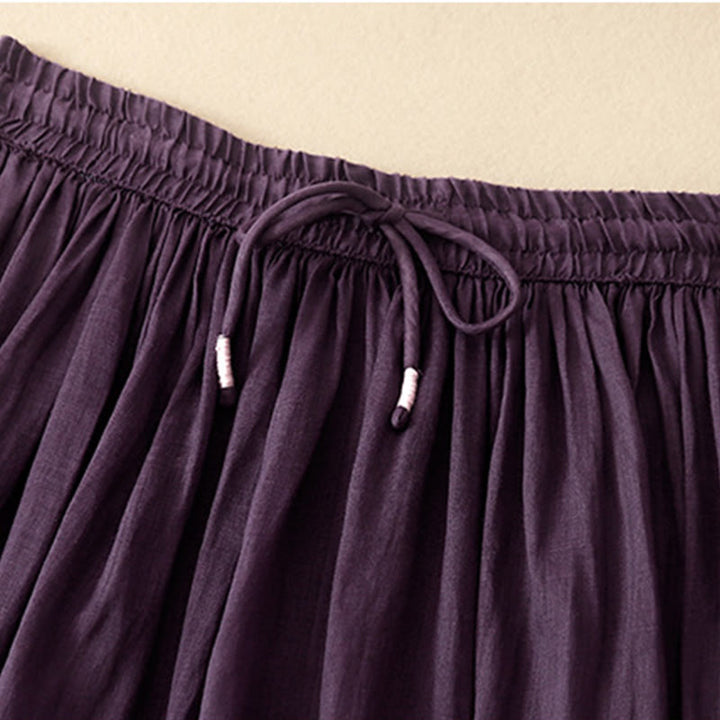 Gonna da donna con coulisse in vita elasticizzata e tinta unita, modello Buddha Stones Summer