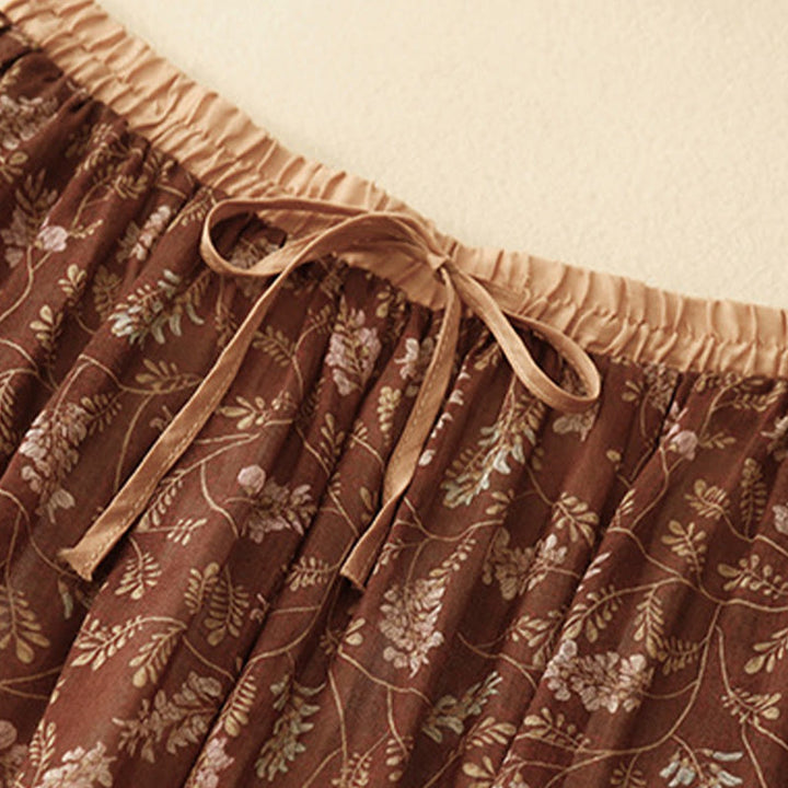 Gonna da donna in lino e cotone con tasche, a trapezio, floreale, con elastico in vita e motivo Buddha Stones - image 3