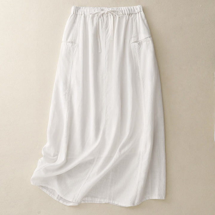 Gonna da donna in cotone con coulisse e vita elastica a trapezio, motivo Buddha Stones - Bianco - US8-10, UK/AU12-14, EU40-42 (2XL) - image 5