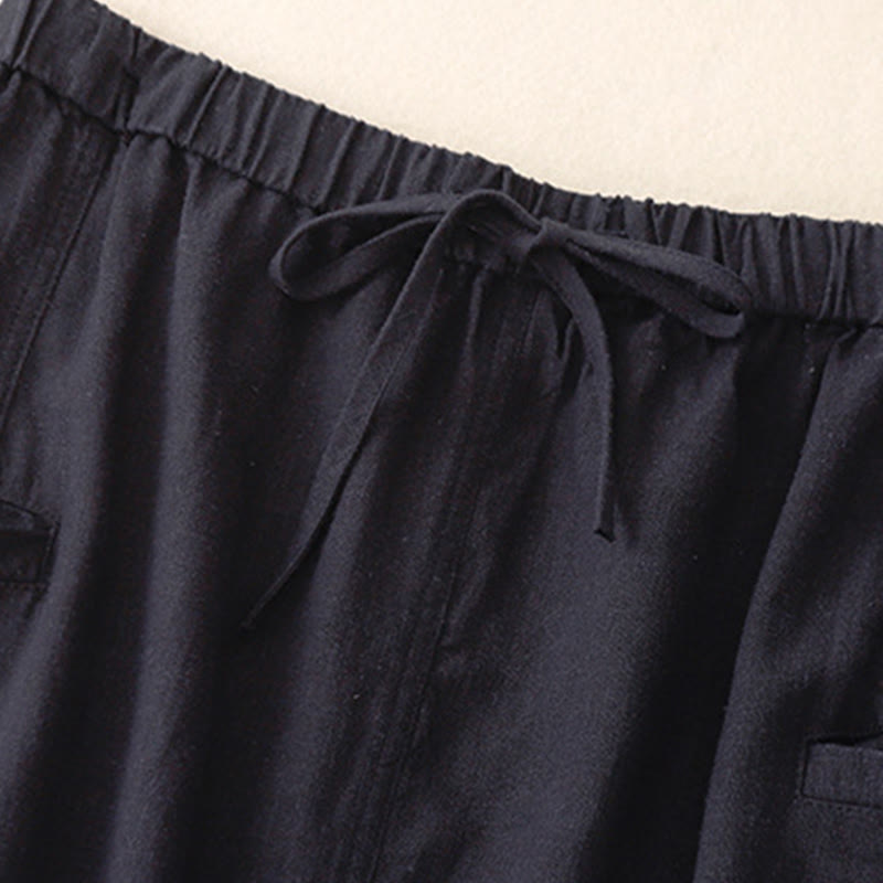 Gonna da donna in cotone con coulisse e vita elastica a trapezio, motivo Buddha Stones - image 2