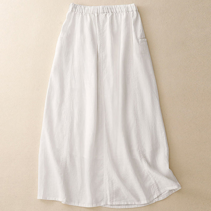 Gonna da donna in cotone con coulisse e vita elastica a trapezio, motivo Buddha Stones - image 6