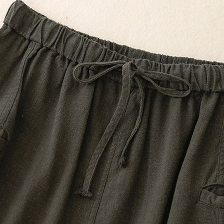 Gonna da donna in cotone con coulisse e vita elastica a trapezio, motivo Buddha Stones - image 15