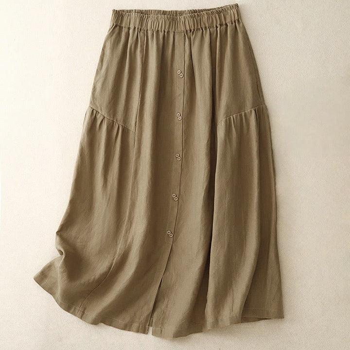 Gonna da donna in cotone con elastico in vita, tasche, bottoni, spacchi e Buddha Stones - Tan - US12, UK/AU16, EU44 (2XL) - image 19