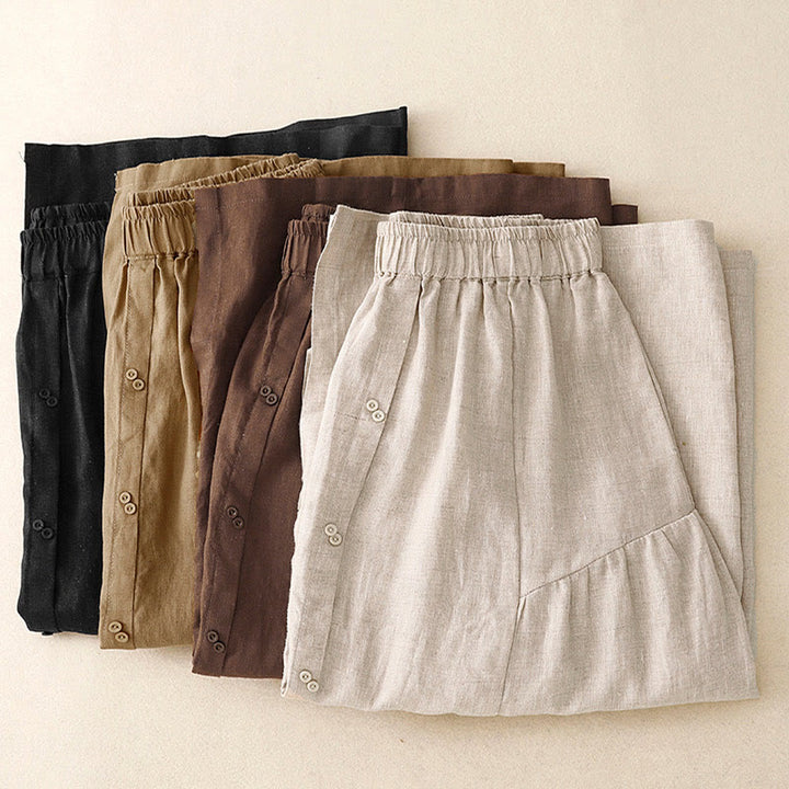 Gonna da donna in cotone con elastico in vita, tasche, bottoni, spacchi e Buddha Stones - image 17