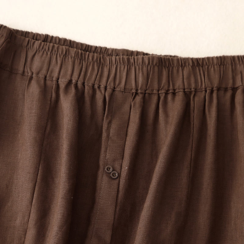 Gonna da donna in cotone con elastico in vita, tasche, bottoni, spacchi e Buddha Stones - image 2