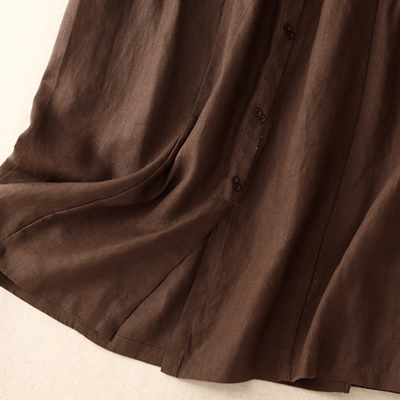 Gonna da donna in cotone con elastico in vita, tasche, bottoni, spacchi e Buddha Stones - image 5