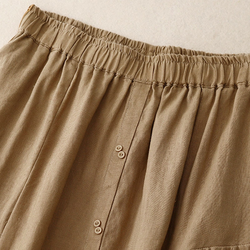 Gonna da donna in cotone con elastico in vita, tasche, bottoni, spacchi e Buddha Stones - image 20