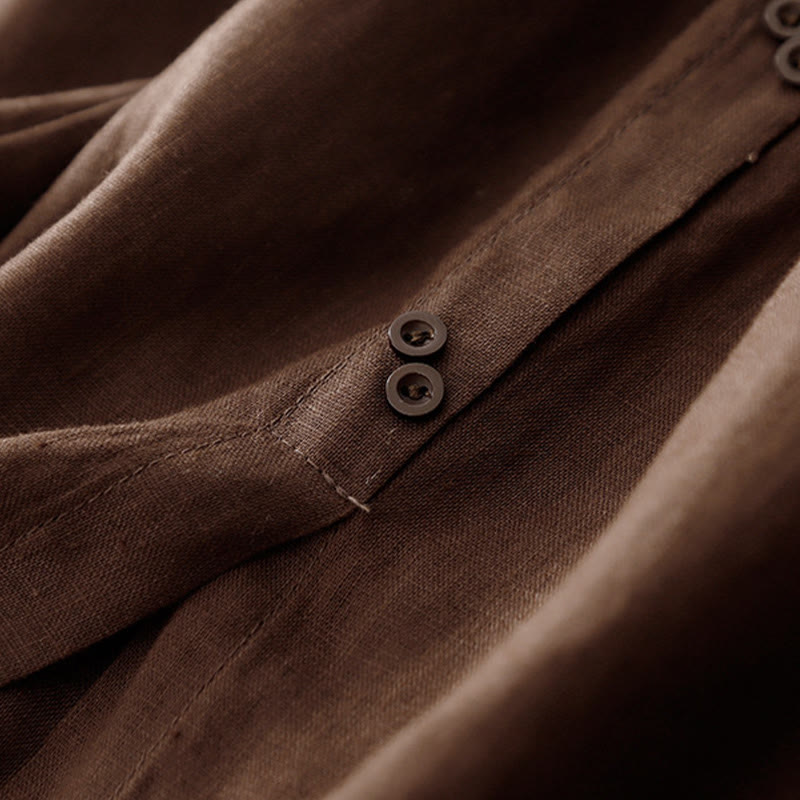 Gonna da donna in cotone con elastico in vita, tasche, bottoni, spacchi e Buddha Stones - image 3