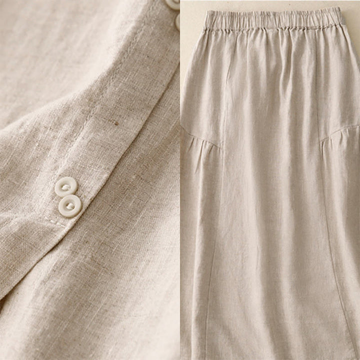 Gonna da donna in cotone con elastico in vita, tasche, bottoni, spacchi e Buddha Stones - image 16