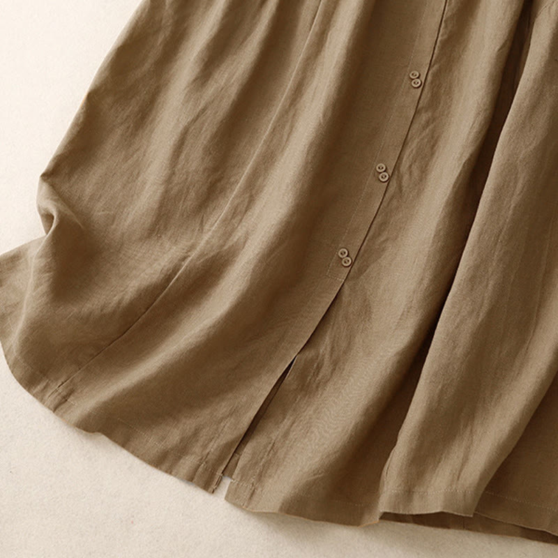 Gonna da donna in cotone con elastico in vita, tasche, bottoni, spacchi e Buddha Stones - image 21