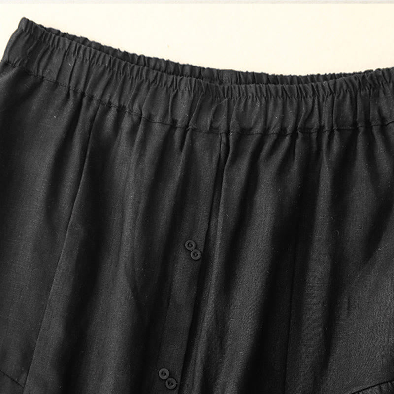 Gonna da donna in cotone con elastico in vita, tasche, bottoni, spacchi e Buddha Stones - image 7