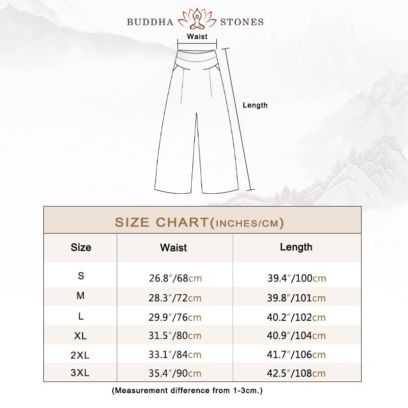 Pantaloni a gamba larga in cotone e lino tinta unita con vita alta e tasche Buddha Stones - image 4