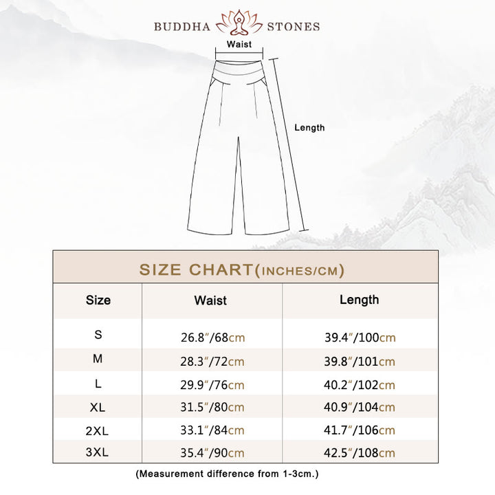 Pantaloni a gamba larga in cotone e lino tinta unita con vita alta e tasche Buddha Stones - image 4