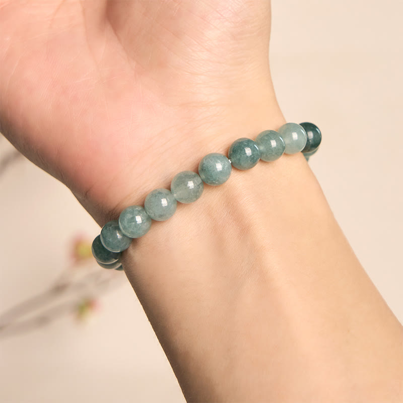 Bracciale della prosperità con perle e fibbia della pace in giada blu Buddha Stones