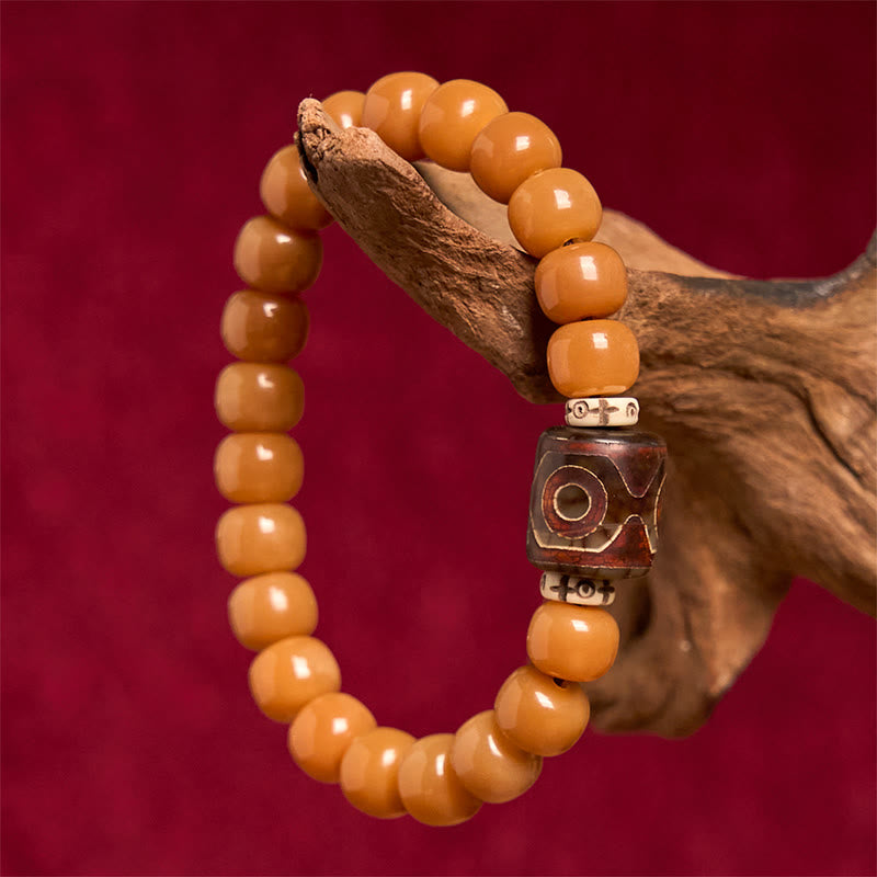 Bracciale con perline Dzi e semi di Bodhi tibetani di Buddha Stones, per tenere lontani gli spiriti maligni