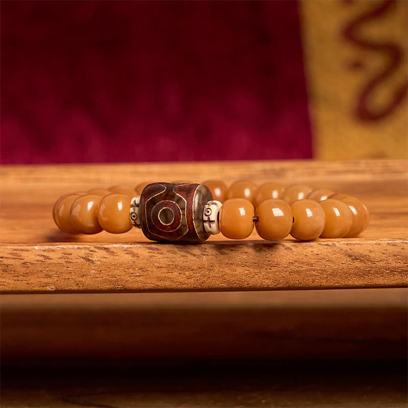 Bracciale con perline Dzi e semi di Bodhi tibetani di Buddha Stones, per tenere lontani gli spiriti maligni