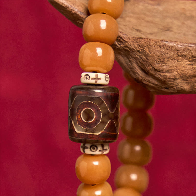 Bracciale con perline Dzi e semi di Bodhi tibetani di Buddha Stones, per tenere lontani gli spiriti maligni