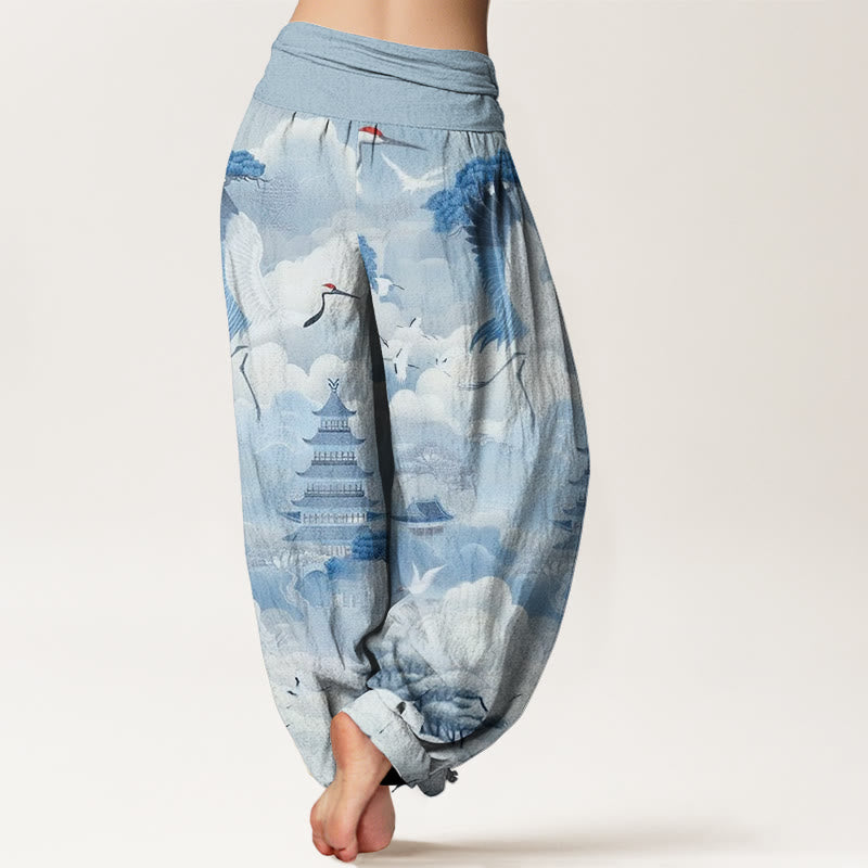 Pantaloni harem da donna con motivo Buddha Stones, Nuvole e Pagode - image 6
