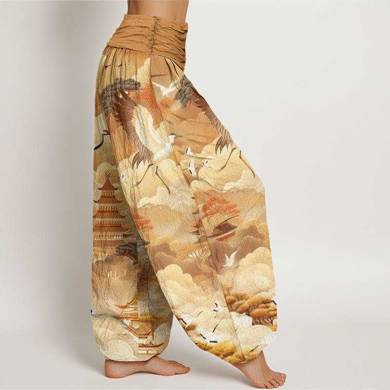 Pantaloni harem da donna con motivo Buddha Stones, Nuvole e Pagode - image 10